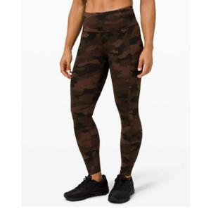 LULULEMON Fast And Free Tight || 25" Non-Reflective Nulux | Camo Brown